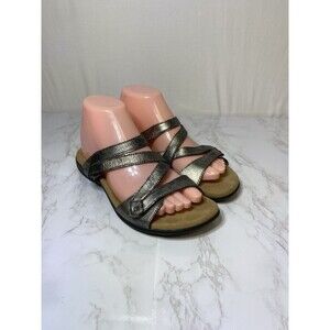 Taos Women's Black Leather Double U Sandals Size 7 Comfortable Walking Durable